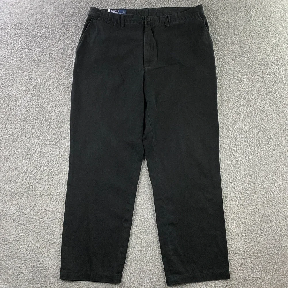 VTG Polo Ralph Lauren Prospect Pants Mens 38x32 fits 36x30 Chino Preppy Black